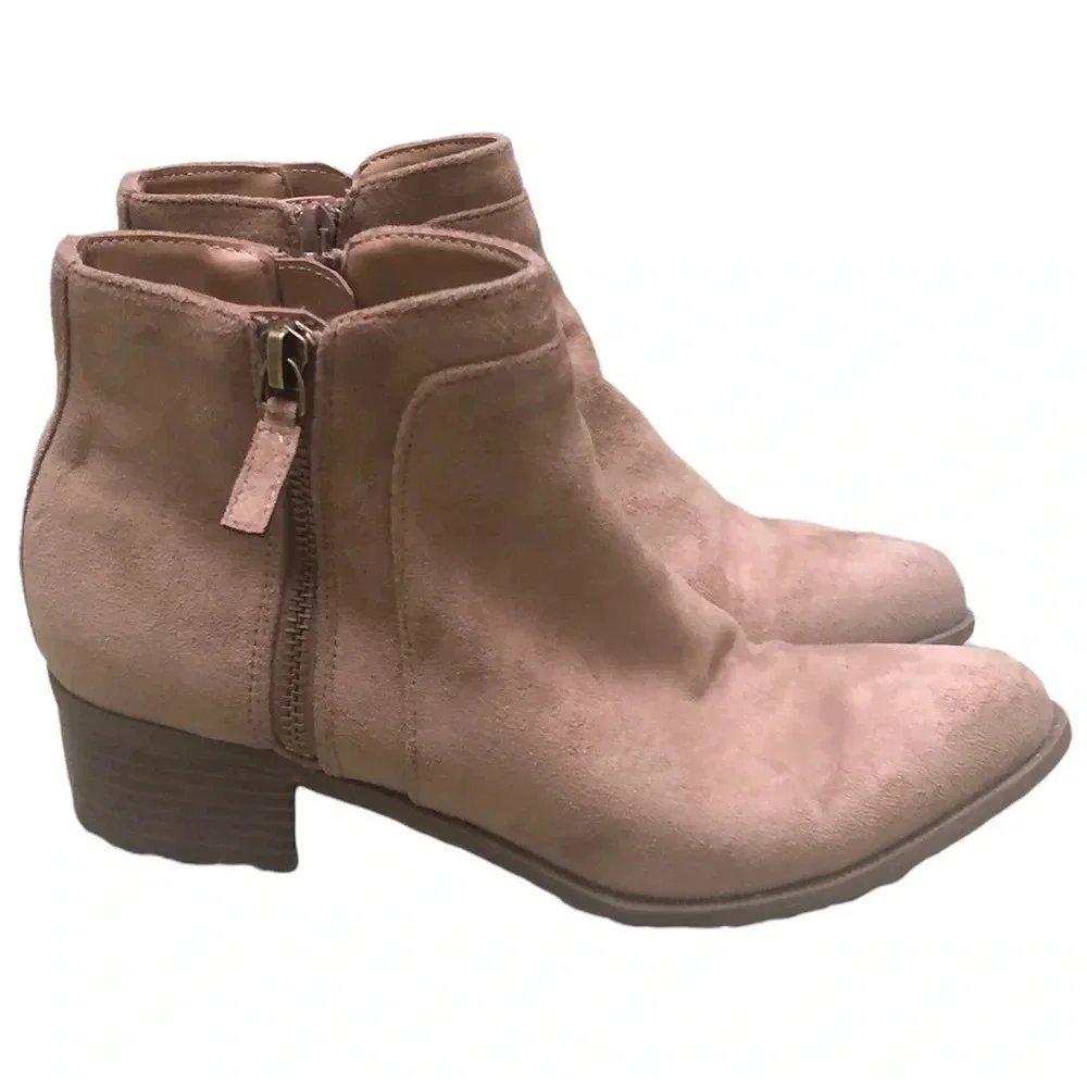 ANNE KLEIN TAUPE FAUX SUEDE BOOTIES
